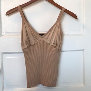 BEBE SHIMMERY CHAMPAGNE GOLD SILK TANK SIZE M